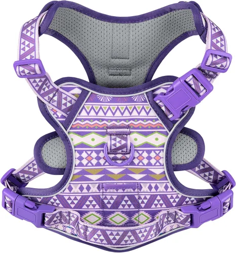 Vista 26 de Arnés para perro sin tirones, chaleco ajustable para perro para caminar fácilmente, material Oxford transpirable, arnés reflectante para mascotas