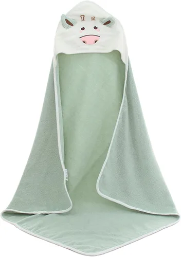 Vista 4 de TONWHAR Toalla de baño con capucha para bebé, 100% algodón, toalla de ducha súper absorbente, regalo con Newbron, toalla de baño de vaca lechera Azul