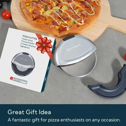 Vista 2 de KITCHENDAO Rueda cortadora de pizza de alta resistencia – Cortadora de pizza de mano con diseño magnético desmontable, hoja afilada de 4 pulgadas