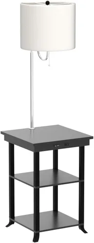 Vista 4 de ATAMIN Mesa auxiliar con lámpara y estación de carga - Mesa auxiliar con USB-C, USB y luz incorporada - Moderna mesita de noche con cadena