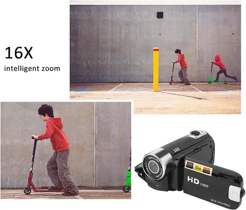 Vista 6 de Videocámara, cámara de video Full HD 1080P con cámara digital de 16 MP, pantalla LCD giratoria de 2.7 pulgadas, zoom digital 16X, videocámara