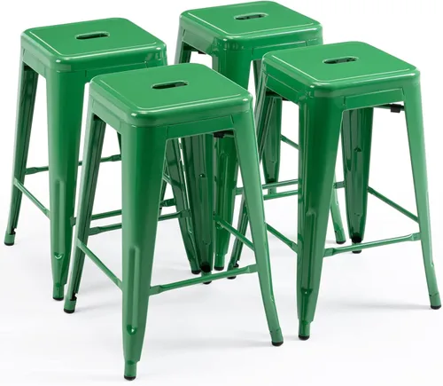 Vista 121 de Taburete Vogue Furniture Direct de 24 pulgadas, taburete de metal sin respaldo, taburete alto para encimera de interior o exterior con asiento