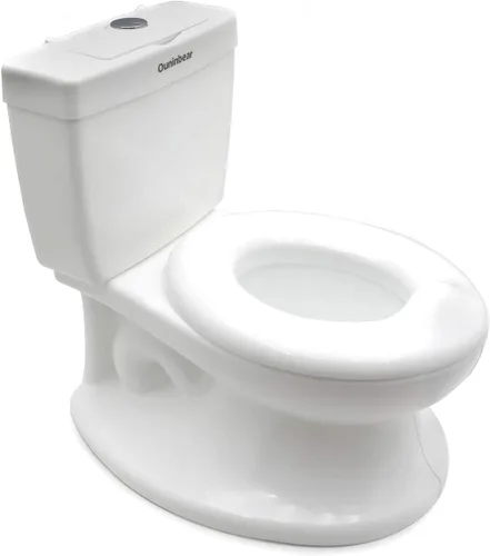 Inodoro clásico portátil blanco realista para niños pequeños con sonido de descarga para silla de bebé asiento infantil [P/N: ET-BABY004-WHITE]