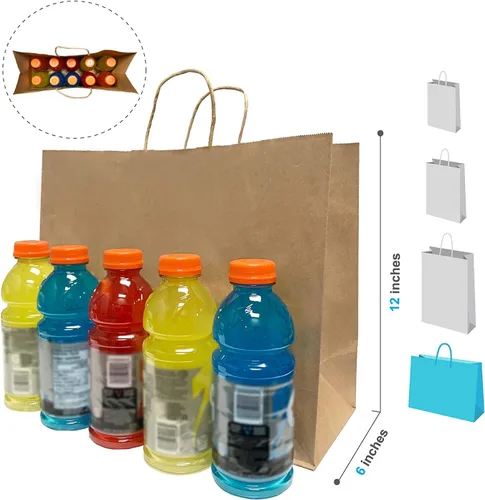 Vista 5 de orange river vogue - Bolsas de papel kraft de 16 x 6 x 12 pulgadas con asas trenzadas (250)