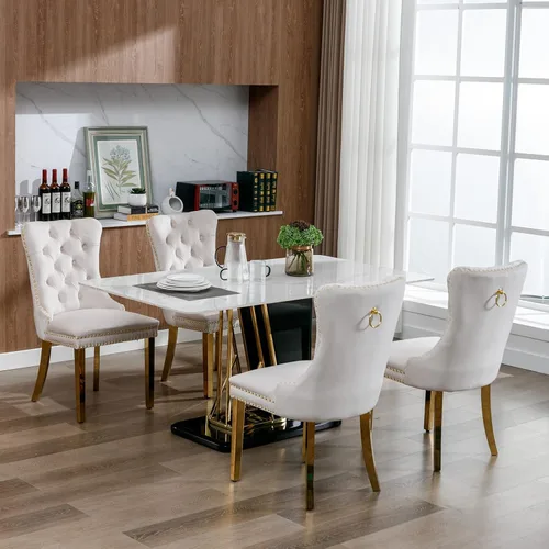 Vista 234 de ODUSE-DAILY - Juego de 2 sillas de cocina y comedor de terciopelo beige, con capitoné, tapizadas en terciopelo, estructura de madera maciza