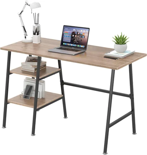 Vista 19 de VECELO Escritorio de 43 pulgadas para computadora en casa y oficina, escritorio moderno y simple con almacenamiento para dormitorio, mesa simple