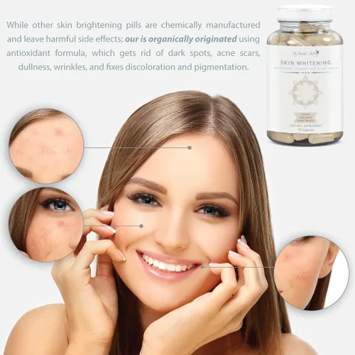 Vista 4 de Píldoras blanqueadoras de la piel con glutatión – píldoras aclaradoras naturales con colágeno, removedor de manchas oscuras, suplemento de glutatión