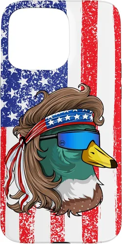 Vista 28 de iPhone 16 Duckoholic Mallard Duck American Flag Waterfowl Duck Hunting Case