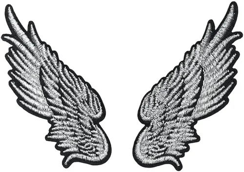 1 par de alas de plumas bordadas caliente derretimiento parche bolsa ropa sombrero hierro en parche de costura a mano