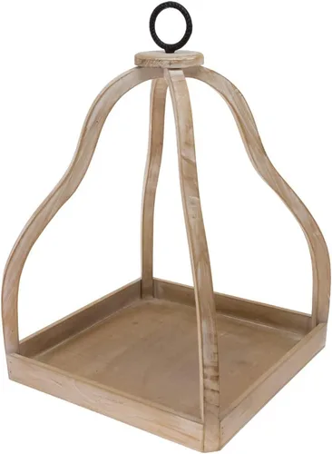 Vista 2 de Boston International Farolillo decorativo de madera y metal, juego de 2, abovedado natural