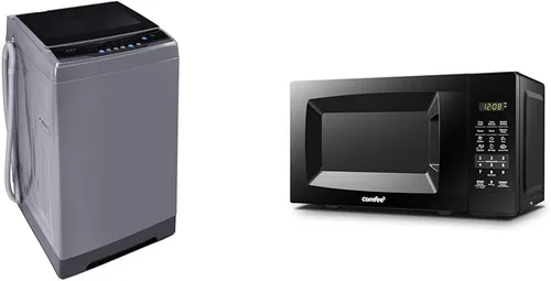 COMFEE' Lavadora portátil de 1.6 pies cúbicos, capacidad de 11 libras, lavadora compacta totalmente automática y horno microondas EM720CPL-PMB para