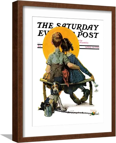 Vista 14 de ART.COM Norman Rockwell - Cubierta para poste de pared con estampado giclée Little Spooners or Sunset Saturday Evening Post, 24 de abril de 1926