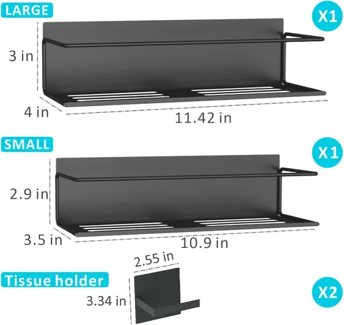 Vista 4 de Estante magnético para especias para refrigerador, estante magnético de ahorro de espacio para nevera negro, paquete de 2