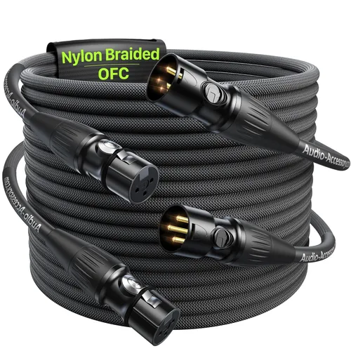 Vista 9 de Serie Oro Cables XLR Star Quad de 1.5 pies, Conectores Neutrik, Cable de micrófono 19AWG, Cable de micrófono trenzado en nylon reforzado con Kevlar