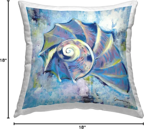 Vista 8 de Stupell Industries Modern Nautilus Beach Shell Design by Liz Jardine - Almohada (18 x 18 pulgadas), color azul Indoor Pillow, Made in USA - By Liz