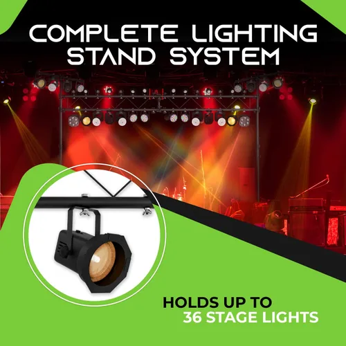 Vista 2 de Sistema de Vigas de Iluminación GEARit (x2) Soportes de Trípode de 12 Pies con Barras T (x2) Vigas de Escenario de 5 Pies, 36 Puntos de Montaje