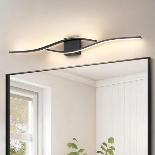 Vista 14 de Joossnwell Lámpara de tocador para baño, accesorios de iluminación sobre espejo, negro, regulable, 5CCT, accesorio de iluminación de tocador, luces