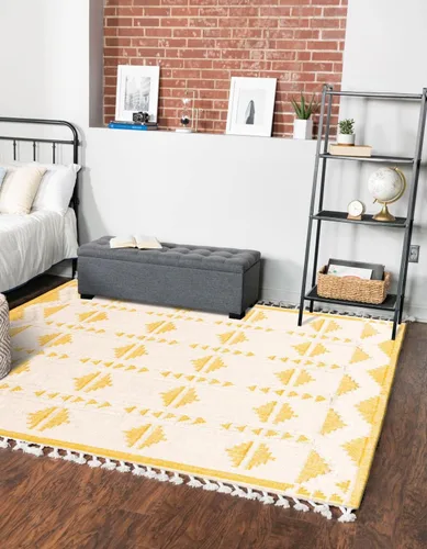 Vista 10 de Unique Loom Mesa Collection - Alfombra Maricopa (2 pies 2 pulgadas x 5 pies 1 pulgada, aguamarina y blanco)