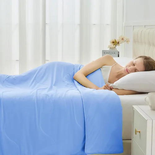 Vista 13 de Edredón refrescante de tamaño individual, mantas refrescantes de doble cara para durmientes calurosos, suave, transpirable, ligero, refrescante