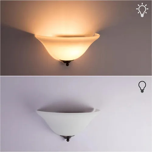 Vista 3 de Aplique de pared de media luna de 13 pulgadas, lámpara de pared regulable con 1 luz, lámpara de pared moderna con pantalla de vidrio esmerilado