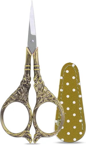 Tijeras de coser con cubierta de cuero para tijeras de bordado de 4.5 pulgadas, tijeras de bordado para manualidades, tijeras de sastre para corte