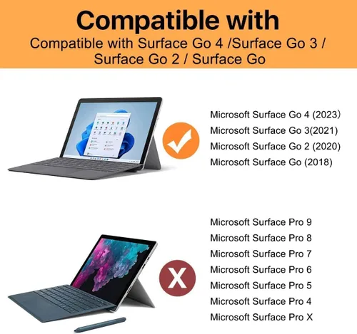 Vista 2 de MoKo Funda compatible con Microsoft Surface Go 4 / Surface Go 3 / Surface Go 2 / Surface Go Funda protectora todo en uno con soporte para bolígrafo