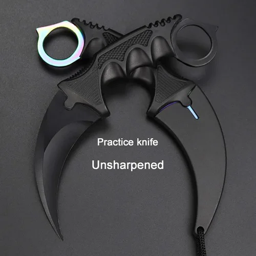 Vista 2 de Karambit Cuchillo Entrenador - Cuchillo de Práctica de Entrenamiento de Acero Inoxidable con Funda para Principiantes - Herramienta Entrenadora