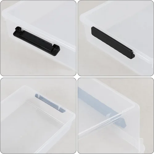 Vista 3 de Paquete de 4 contenedores planos de plástico con tapas, caja de almacenamiento transparente apilable de 6 cuartos de galón