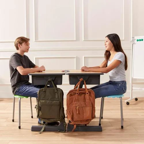 Vista 11 de ECR4Kids Recepción abierta cueva con caja de libros de plástico, muebles de aula, arce/negro