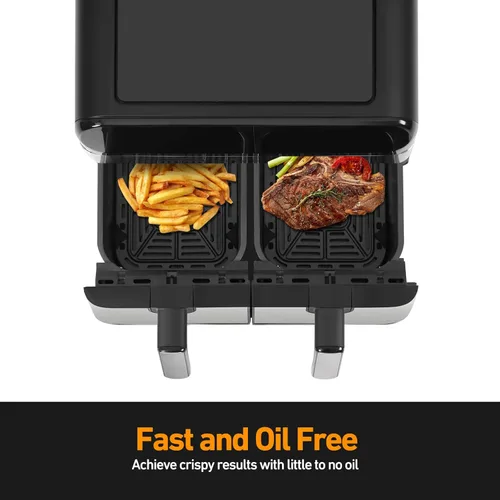 Vista 7 de Panana Freidora de aire XL de 9.5 cuartos de galón, 8 funciones de cocción preestablecidas, 2 cestas con 2 cestas de freír, combina con cocina