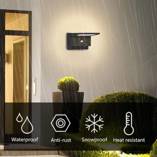Vista 6 de Lustrlach Aplique de pared con sensor de movimiento para exteriores, luz LED para porche delantero, con cable IP54, impermeable, moderna