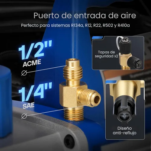 Vista 3 de VIVOHOME 110V 1/4 HP 3.5 CFM Bomba de vacío de aire de paleta rotativa de una etapa y kit de manómetro de colector de CA R134a para HVAC Aire