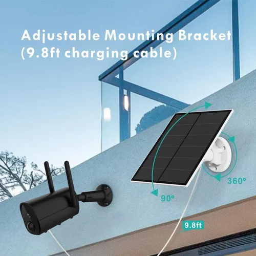 Vista 5 de Panel solar de 5 W para cámara de seguridad al aire libre, cargador de panel solar USB de 5 V compatible con cámara de batería recargable