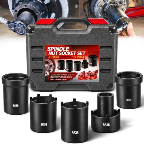 Kit de herramientas de enchufe de tuerca de husillo, 5 piezas de eje de bloqueo de tuerca de bloqueo de eje conjunto de 1/2 pulgada para Ford Dana