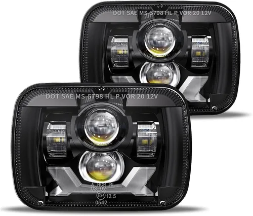 HWSTAR - Par de faros delanteros LED de 180W 1000% de brillo H6054 5x7 7x6, compatibles con Jeep Cherokee XJ Wrangler YJ DOT, antirreflejos, DRL,
