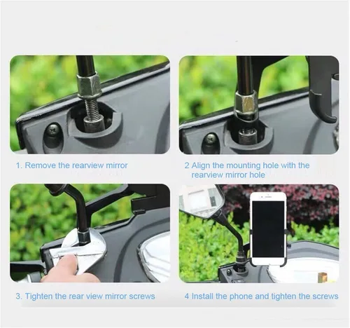 Vista 7 de TSTS Soporte para teléfono de motocicleta de aleación de aluminio ajustable de 360 grados para teléfono de motocicleta
