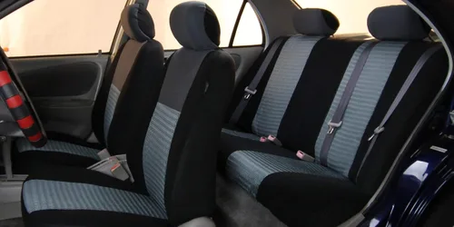 Vista 3 de FH Group Trendy Elegance - Fundas de asiento de automóvil, compatibles con bolsa de aire y banco dividido con alfombras negras de primera calidad