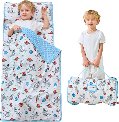 Tapete para siesta para niños con almohada y manta, tapetes enrollados extra grandes para siestas, bolsas de dormir para niños y niñas, saco de