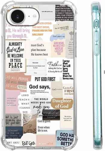 Vista 33 de Cubierta de Teléfono con Versículos de la Biblia y Citas Cristianas de Jesús en Collage, Funda Protectora Suave de TPU de Moda para iPhone 16 Pro, #1