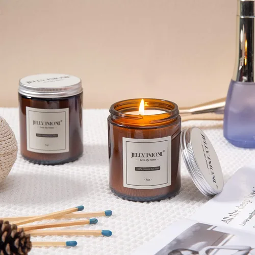 Vista 6 de JELLYMONI Velas, velas prémium en tarro de sal marina para el hogar, velas de cera de soja de 7 onzas con 35 horas de combustión, velas perfumadas
