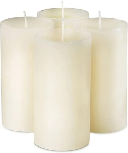 Vista 9 de SPAAS - Velas rústicas de pilar blanco, juego de 4 velas decorativas de 2.7 x 5 pulgadas, velas rústicas sin perfume de combustión limpia y sin