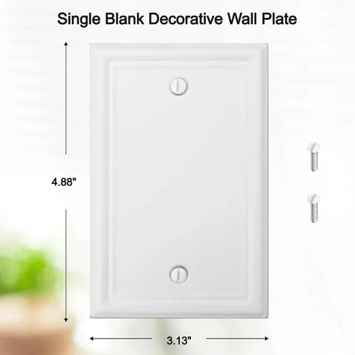 Vista 2 de OKAWYC Cubierta Individual de Interruptor de Luz en Blanco Luca Placa de Pared de Metal, Paquete de 4 Blanco 1 Gang, Cubierta de Interruptor de Luz