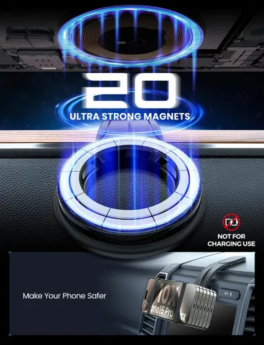 Vista 5 de eSamcore Soporte para Auto MagSafe Desmontable, Brazo de Aluminio Flexible Soporte Magnético de Teléfono para Auto 【20 Imanes Fuertes】 Soporte