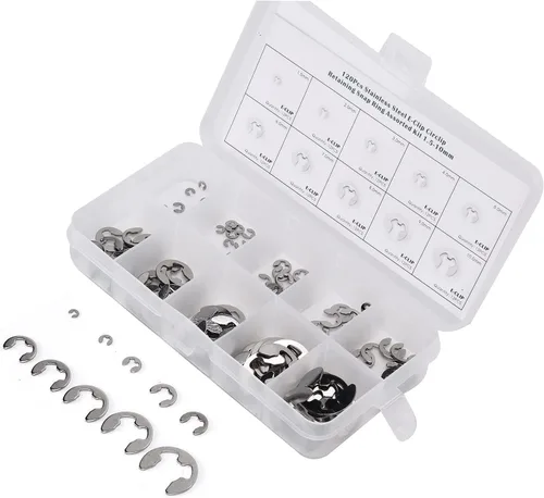 Vista 3 de Juego de 120 piezas de clip E Surtido Arandela Acero Inoxidable Anillo de Retención Externa Circlip 0.059 in a 0.394 in