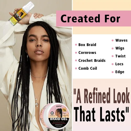 Vista 6 de Gel de peinado y mousse extra para trenzas, giros, rastas y cornrows - Domación del encrespamiento, suavizado y control de bordes con aceite