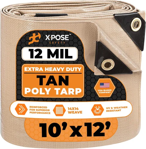Vista 138 de Xpose Safety Lona protectora de polietileno plateado resistente de 5 x 7 pies - Funda protectora multiusos - Duradera, resistente al agua