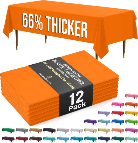 Vista 47 de Exquisite 66% Thicker Premium Plastic Table Cloth Rectangle Table Cover 0.5 Mil 6 Pack Aqua Table Cloth 54 Inch x 108 Inch Disposable Tablecloth