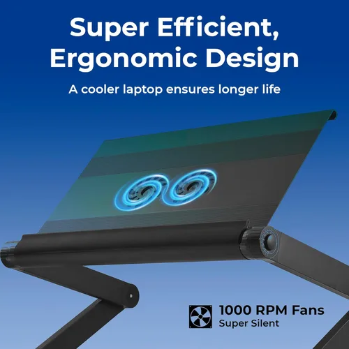 Vista 4 de Soporte para computadora portátil WorkEZ Executive, multifunción, ergonómico, soporte para computadora para la cama y el sillón, plegable, de altura