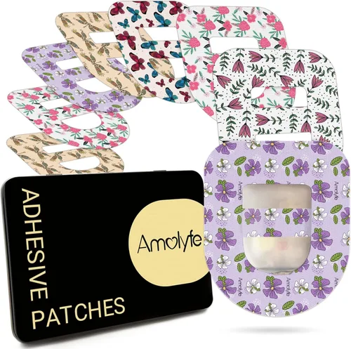 Vista 26 de Parches sobre Omnipod 5, 20 unidades Amolyfe Parches adhesivos Omnipod 5 impermeables con correa elástica, respaldo dividido optimizado para fácil