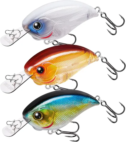 TRUSCEND Crankbait fácil de atrapar con ganchos BKK, señuelos de pesca de cebo de manivela de buceo poco profundo o profundo para lucio lucio lucio